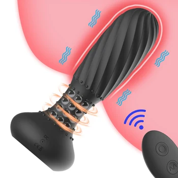 10 Frequência De Vibração Controle Remoto Plug Anal Giratório Anal Beads Anal Com Vibrador Massageador De Próstata Adultos Brinquedos Sexuais Para Casais