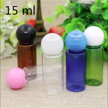 100 pcs Frete Grátis 15 ml Multi-Coloridas de Plástico de Garrafa de Capa Redonda com Interior Plug Perfume de Toner de Empacotamento Cosmético