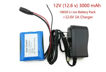 12 V 18650 bateria de 3000 mAh Bateria de Lítio-Íon 12,6 V 3AH Câmeras do CCTV da Bateria e 12,6 V 1A Carregador