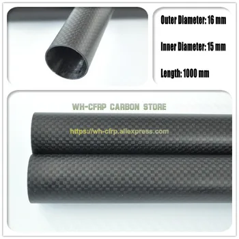 16mm ODx 15mm IDENTIFICAÇÃO de Fibra de Carbono Tubo de 3k de 1000MM de comprimento (Rolo Enrolado) de carbono tubo , com 100% de carbono, Japão 3k melhorar o material