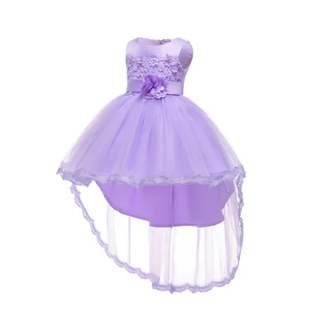 2020, a nova moda de roupas infantis para Crianças de vestido roxo claro casamento flor menina vestido de noiva arco desempenho do traje