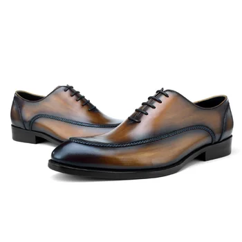 2020 Moda Do Preto / Marrom / Tan Dedo Apontado Oxfords Mens Sapatos De Couro Genuíno De Casamento Sapatos De Mens Sapatos De Negócios
