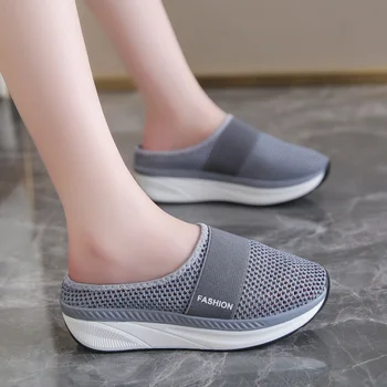 2022 Mulheres Novos Sapatos Casuais Aumentar a Almofada de Sapatos de Plataforma anti-derrapante Tênis Para Mulheres de Malha Respirável, Exterior Andando de Chinelos