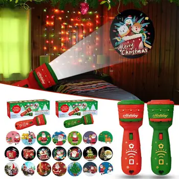 2022 Novas Crianças Natal Lanterna Projetor 24 Padrões De Decoração De Lâmpada Brinquedo Presentes De Natal Para O Feriado De Ano Novo