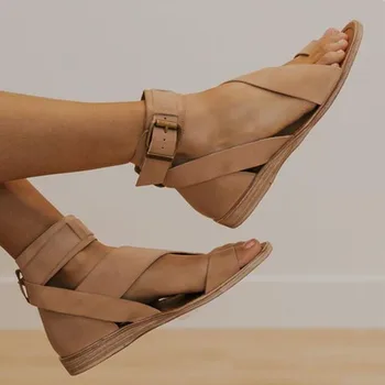 2022 Verão As Mulheres Sapatos De Sandálias Feminino Open-Toe Sapatos Mulheres Sandálias Casuais Estilo Romano Senhoras Sandalias Plus Size De Mulher