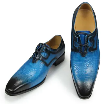 2022 Verão Nova Chegada de Luxo Derby Sapatos para Homens Laço de Alta Qualidade Formal Clássico de Negócios de Designer de Estilo Preto Azul 39-48