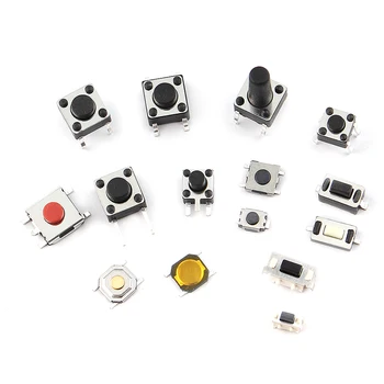 25 Tipos de Micro de Botão de pressão Momentânea Tact Switch para a Eletrônica SMD DIP 2*4 3*6 4*4 6*6