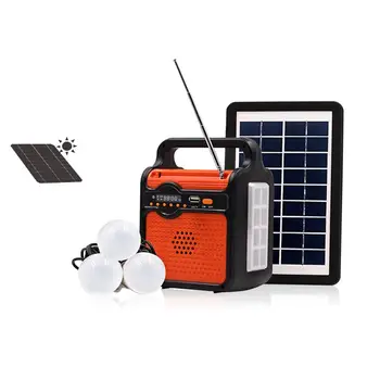 25W Fornecimento de Energia de Emergência Painel de Energia Solar, Rádio FM 3 Lâmpadas LED Home Bluetooth USB Carregador Gerador Kit de Iluminação de Emergência