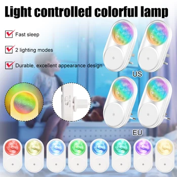 2pcs Portátil Mini LED Colorido Atmosfera de Luz do Sensor Inteligente Parede do Soquete da Lâmpada de Casa, Quarto de Bebê CorridorLighting