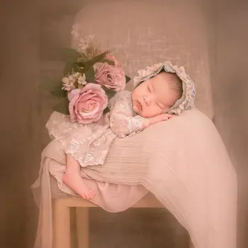 2Pcs/Set Bebê Chapéu+Romper Macacão de Recém-nascido Fotografia com Adereços, de Bebês a sessão de Fotos em Traje de Roupas