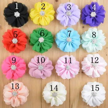 30PCS 7CM de strass vieira chiffon flor para a criança de cabeça DIY de artesanato pode escolher as cores(HMF-12)