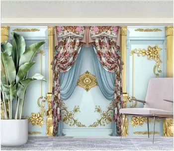 3d murais de parede papel de parede para sala de estar Europeia de luxo do palácio, o padrão de cortina de decoração de casa foto de papel de parede para parede 3 d