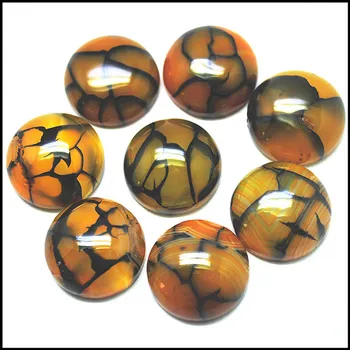 4pcs natural gema Amarela pedra pérolas forma redonda sem furo tamanho 16mm crack agatee pedra cabs componentes da jóia