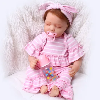 55cm de Silicone Renascimento Feminino Boneca Realista Brinquedo de Bebê - Renascimento Boneca Crianças de Aniversário, de Natal de Presente do Bebê Saco de Dormir Menina