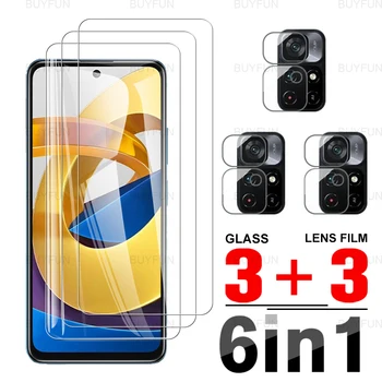 6in1 Lente de Câmera de Filme Para Xiaomi Poco M4 Pro 5G de 6,6 polegadas HD Frontal de Vidro Temperado de protetor de tela para poco m4 4 m 4m pro m4pro