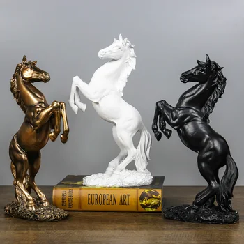 Artesanato De Resina Cavalo Estátua Decoração Home Acessórios Ornamentos Estátua Escultura De Exibição De Janela De Cavalo Enfeites Decoração