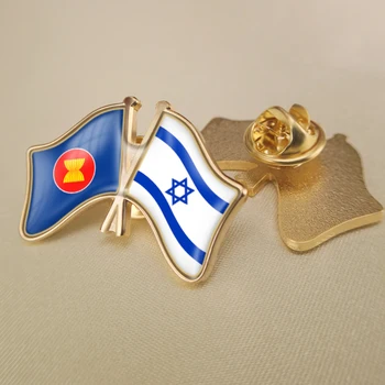 ASEAN Associação e Israel Atravessou o Dobro Amizade Bandeiras Alfinetes de Lapela Broche de Crachás