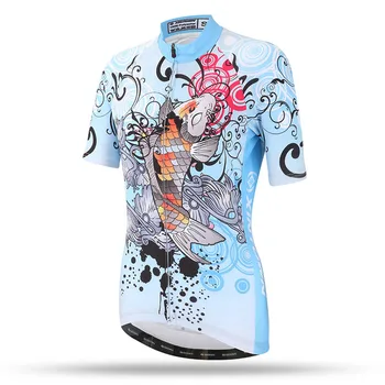 Azul Ciclismo jersey Mulheres Moto jersey Estrada de Montanha MTB Superior Maillot Respirável camisas de mangas Curtas de corrida Blusa respirável
