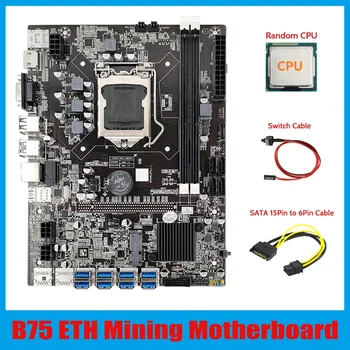 B75 ETH de Mineração placa-Mãe 8XPCIE Adaptador USB+CPU+SATA de 15 pinos Para 6Pin+Cabo Cabo de conexão do Interruptor LGA1155 B75 Mineiro placa-Mãe