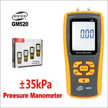 BENETECH Medidor de Pressão do Manômetro Digital de Mão de Pneus de Pressão Diferencial Testador de USB GM520 Manômetro de Pressão do Manômetro