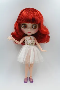 Blygirl boneca vermelho vinho cabelo curto Blyth conjunta do corpo da Boneca de Moda pode mudar a maquiagem, A mão pode ser girado