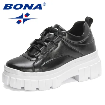 BONA 2022 Novos Designers de Moda, Tênis de Lazer Televisão Plataforma Sapatos de Mulher antiderrapante, resistente ao Desgaste e Sapatos Leves Feminimo
