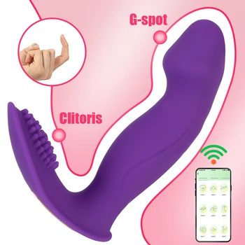 Brinquedos sexuais para as Mulheres Vagina, Clitóris Estimulador Automática Balançando Vibrador 10 Modos de Vibração Controle sem Fio Bluetooth Wearable