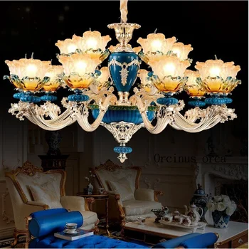 Cerâmica francesa de pintura lustre de sala de estar, sala de jantar, quarto atmosfera retrô estilo Europeu de luxo lustre de cristal
