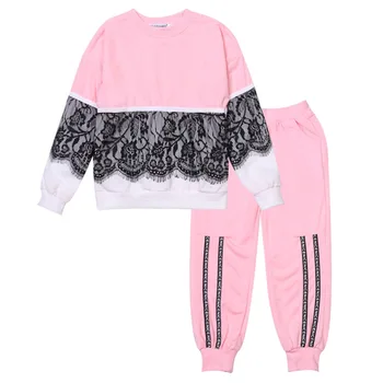 Cor-de-rosa Meninas Conjuntos de Vestuário de Outono Inverno, Roupas de Crianças Hoodies+Calças Looks Meninas Vestuário de Desporto Terno Para 3-7Y Crianças