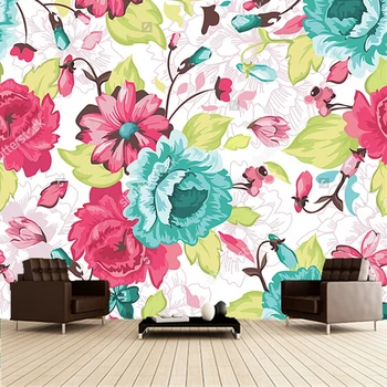 Custom vintage papel de parede,flores e plantas,3D, pintura mural para a sala de sofá de pano de fundo impermeável papel de parede papel de parede