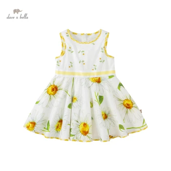 DB17416 dave bella verão menina bonito estampa floral do vestido de crianças de moda de vestido de festa de crianças infantil roupas de lolita