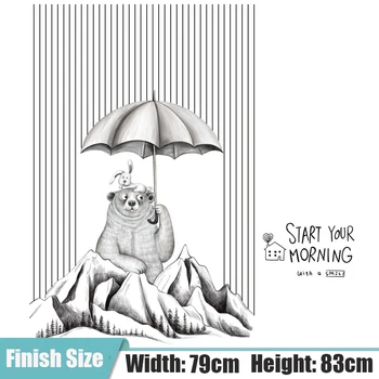 Desenho animado do Urso Decorativos, Adesivos de Quarto de Fundo de Animais de Guarda-chuva Removível Decalque da Janela da Porta de Mural para a Criança da Sala de jardim-de-Infância