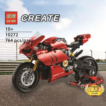 EM ESTOQUE 10272 764Pcs Moto Carro do Veículo de Meninos Brinquedos de Encaixar as Novas Ducatiied Blocos de Construção Tijolos Panigale V4 R DIY Garoto Presente