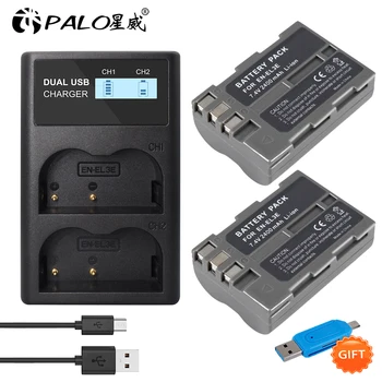 EN-EL3E ENEL3E bateria 7.4 V 2400mAh bateria recarregável + LCD dual USB carregador para Nikon D50 D70 D80 D90 D100 D200 D300 D300S