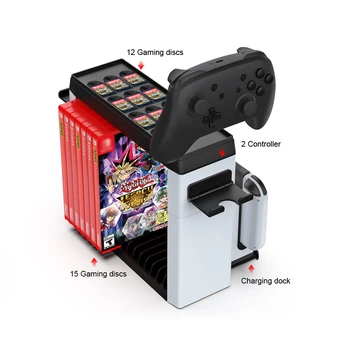 Escorredor de louça Para a Nintendo Mudar Oled Acessórios Multi-Função do Console de Stand Suporte de Armazenamento Jogo de Disco CD Pro Controlador Titular