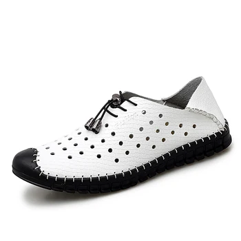 Homens Casuais Sapatos De Couro 2021 Moda Verão Masculina Respirável Zapatos De Tênis Homme Meninos Andando De Calçado Marrom, Preto E Tamanho 48