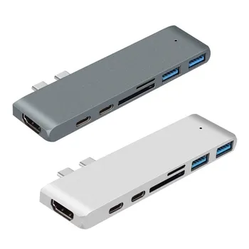 Hub USB C-Tipo C 3.1 4K Compatíveis com HDMI, USB, cartão de SD/TF Leitor de Cartão Thunderbolt 3 (PD Modo USB Dock Para MacBook Air Pro PC HUB
