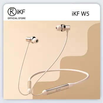 iKF W5 Halter Pescoço Bluetooth V5.3 Esportes Auscultadores De Cancelamento De Ruído Ativo Fones De Ouvido Tipo-C Interface De Longa Espera