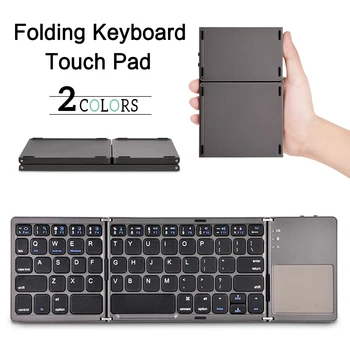 Inglês-russo árabe Mini Folding Teclado Recarregável Com Touchpad sem Fio Bluetooth Dobrável Teclado Para o Telefone Tablet PC