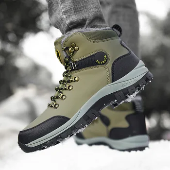 Inverno Homens Botas de 2021 Novo Impermeável de Pelúcia Botas de Neve Exterior de Homem, Sapatos de Segurança Bota de Couro do PLUTÔNIO de Trabalho Caminhadas Origem Design da Marca
