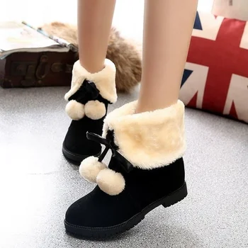 Inverno quente Ankle Boots 2022 confortável de Pelúcia botas de mulheres de Camurça Dedo do pé Redondo Slip-On mulheres sapatos de Moda botas mujer invierno