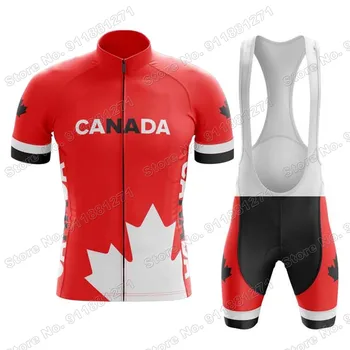 Inverter a seleção canadense Homens 2022 Ciclismo Jersey Conjunto de Verão Roupa Vermelha Bicicleta de Estrada de Camisas de Terno de Bicicleta Jardineiras, Shorts MTB Ropa Maillot