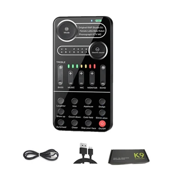 K9 Som ao Vivo, Cartão Externo Micro USB Fone de ouvido com Microfone da Transmissão ao Vivo Placa de Som para Celular Computador PC DropShip