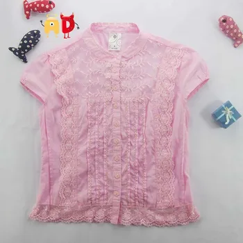 Lace Emendados Meninas Blusa Esferas Incorporado Elegante Crianças Tops Tees Adolescente Camisa de Roupa