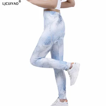 LJCUIYAO Mulheres Leggings Resumo Cinza Branco Calças Esportivas de Roupas de Fitness com Cintura Alta Push-Up Treino Roupas Inferior