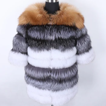 MAOMAOKONG feminino longo inverno quente jaqueta de couro Real casaco de pele 100% natural casaco de pele de couro de raposa casaco de pele de alta qualidade, colete de pelo