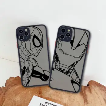 Maravilhas do homem-aranha Homem de ferro Telefone de Caso Para o iphone 13 12 11 Pro Max Mini XS 8 7 Plus X SE DE 2020 XR Tampa Transparente Fosco