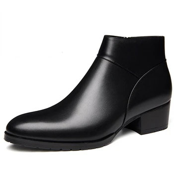 Marca Tornozelo Homens Botas com Salto Alto Luxo 2022 Inverno Novo Estilo de Designer de Qualidade Quente Casuais Sapatos de Couro, Botas para homens