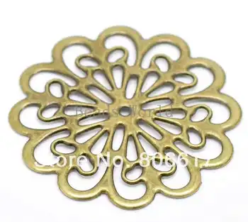 Melhor Qualidade 20 Pcs Bronze Tom de Filigrana Flor é moldado Conectores de Enfeite Resultados da Jóia de 60x60mm(W03497)