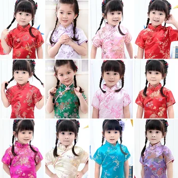 Meninas Wintersweet Flor Chinês Qipao Vestido De 2021 Novas Roupas De Bebê Para Crianças